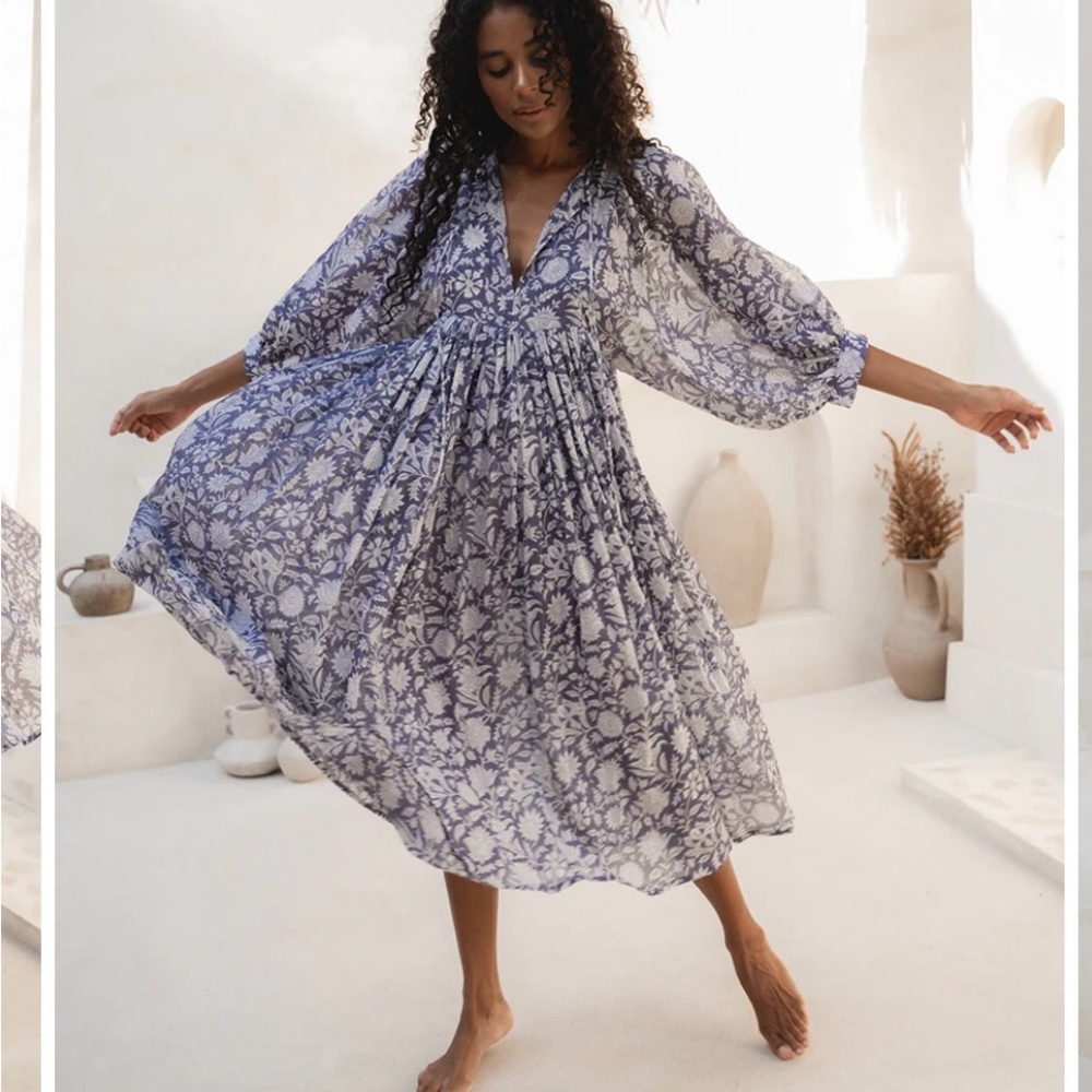 Daughters of India Kyra Midi Dress Blue Iris M